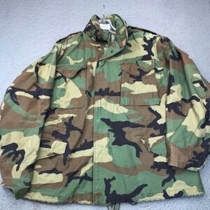 US Military Field Coat Mens Medium Short Woodland Camo Jacket 1997 USA M81 M65
